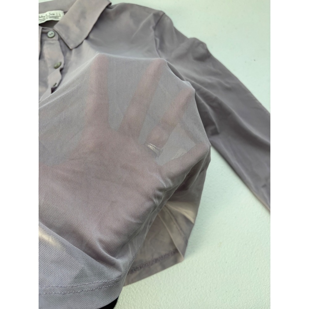 Haley & June Women Lavender‎ Mesh Sheer Button Down Long Sleeve Top Large - Picture 5 of 5